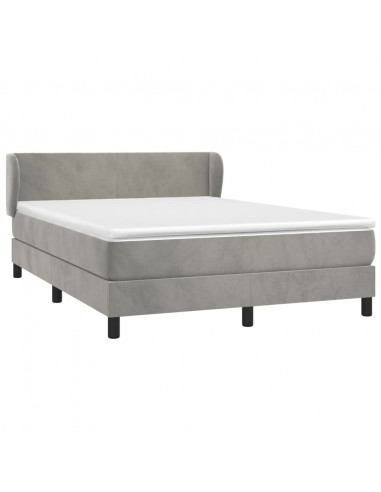 Giroletto a Molle con Materasso Grigio Chiaro 140x190cm Velluto