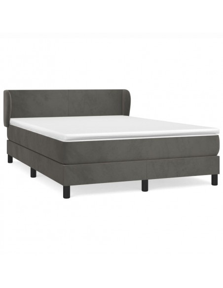Giroletto a Molle con Materasso Grigio Scuro 140x190 cm Velluto