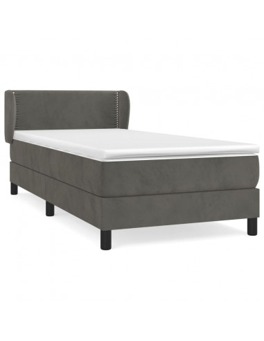Giroletto a Molle con Materasso Grigio Scuro 90x200 cm Velluto