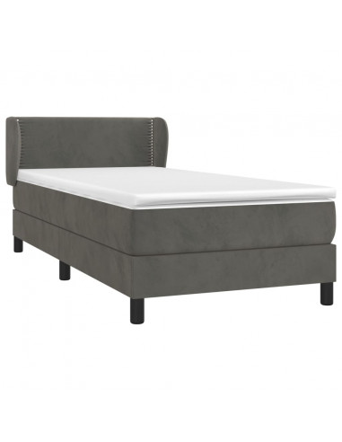 Giroletto a Molle con Materasso Grigio Scuro 90x200 cm Velluto