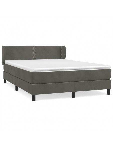 Giroletto a Molle con Materasso Grigio Scuro 140x190 cm Velluto