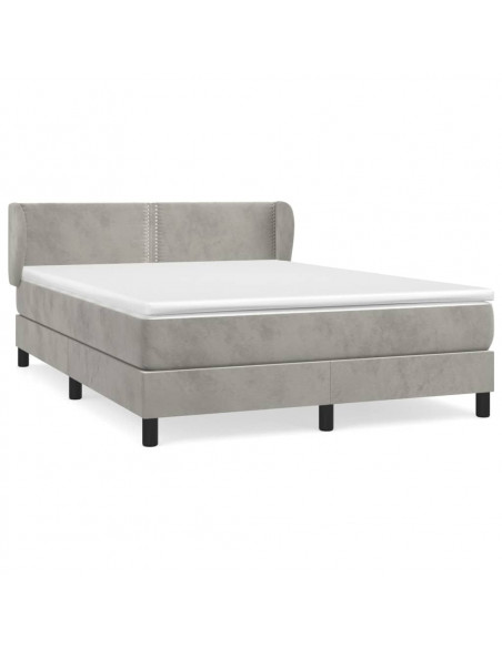 Giroletto a Molle con Materasso Grigio Chiaro 140x200cm Velluto
