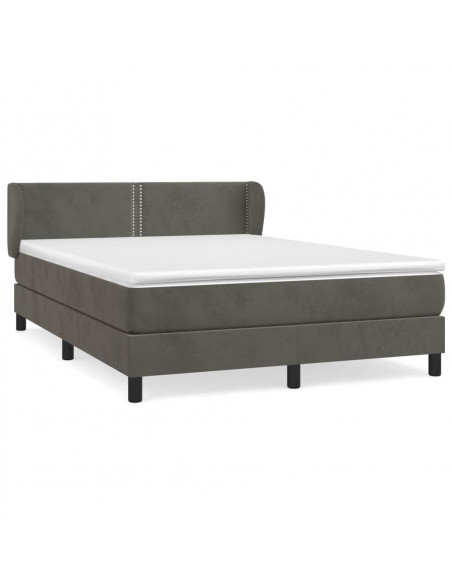 Giroletto a Molle con Materasso Grigio Scuro 140x200 cm Velluto