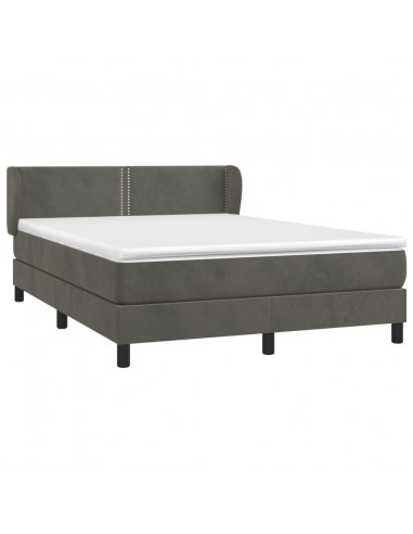 Giroletto a Molle con Materasso Grigio Scuro 140x200 cm Velluto