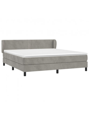 Giroletto a Molle con Materasso Grigio Chiaro 180x200cm Velluto