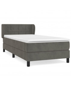 Giroletto a Molle con Materasso Grigio Scuro 90x200 cm Velluto 2