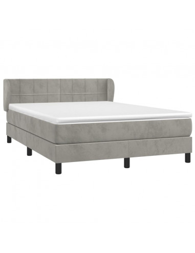 Giroletto a Molle con Materasso Grigio Chiaro 140x190cm Velluto