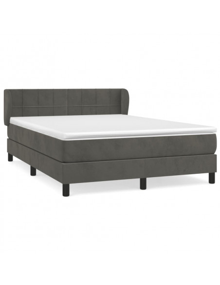 Giroletto a Molle con Materasso Grigio Scuro 140x190 cm Velluto