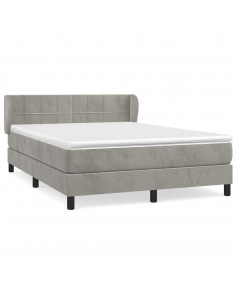 Giroletto a Molle con Materasso Grigio Chiaro 140x200cm Velluto 2