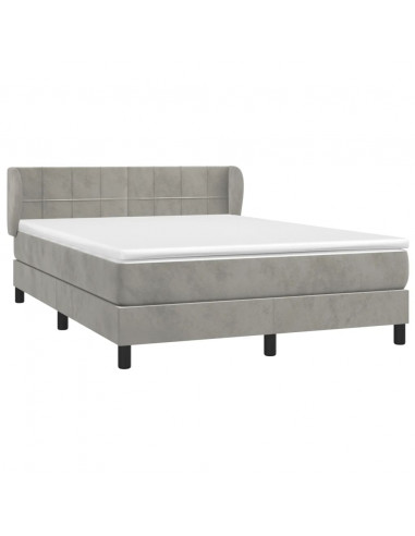 Giroletto a Molle con Materasso Grigio Chiaro 140x200cm Velluto