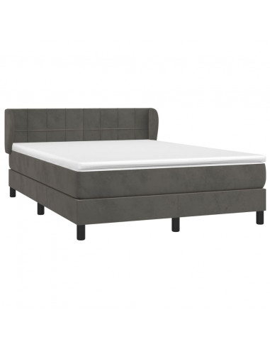 Giroletto a Molle con Materasso Grigio Scuro 140x200 cm Velluto