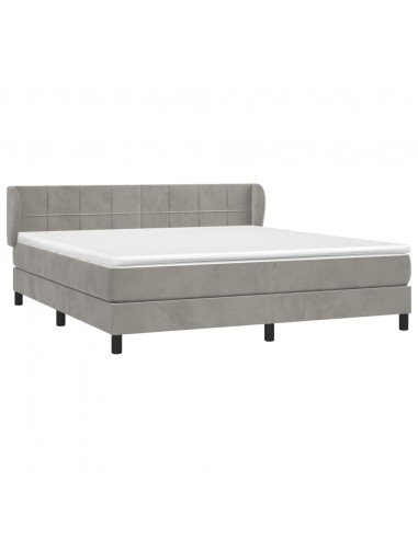 Giroletto a Molle con Materasso Grigio Chiaro 180x200cm Velluto