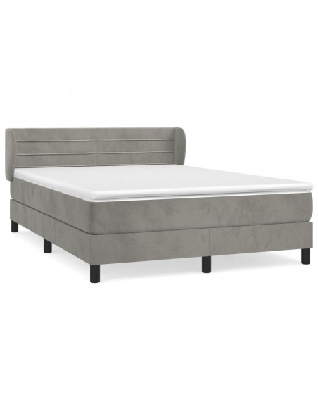 Giroletto a Molle con Materasso Grigio Chiaro 140x190cm Velluto