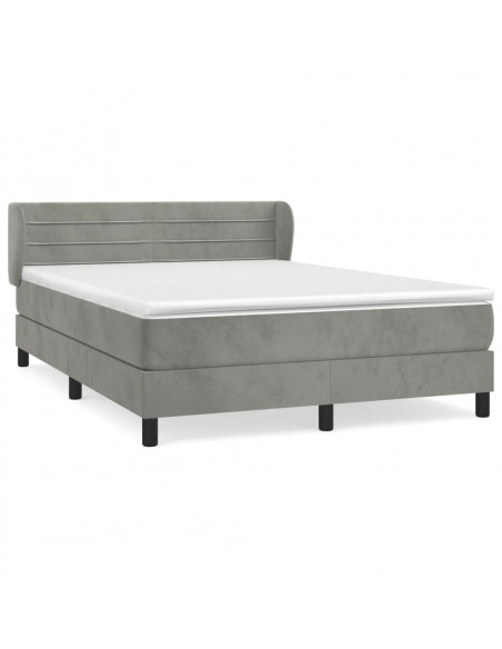Giroletto a Molle con Materasso Grigio Chiaro 140x200cm Velluto