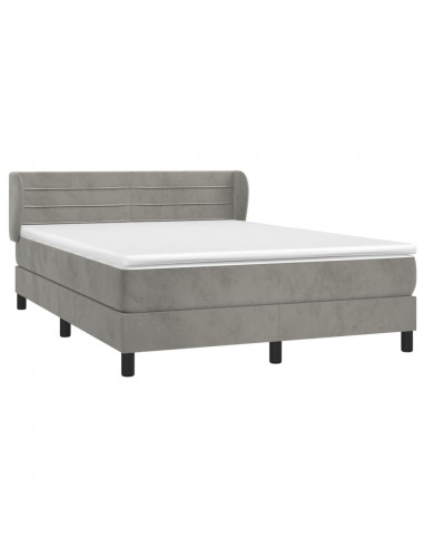 Giroletto a Molle con Materasso Grigio Chiaro 140x200cm Velluto