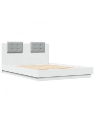 Giroletto con Testiera Bianco 150x200 cm in Legno Multistrato