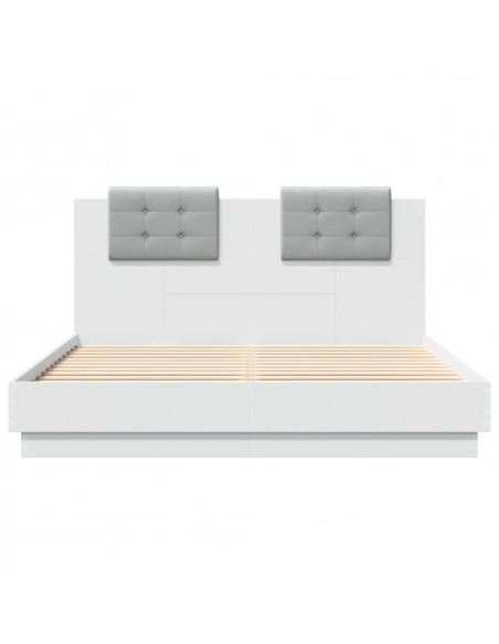 Giroletto con Testiera Bianco 150x200 cm in Legno Multistrato