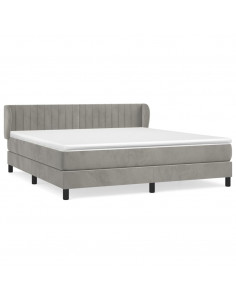 Giroletto a Molle con Materasso Grigio Chiaro 160x200cm Velluto 2