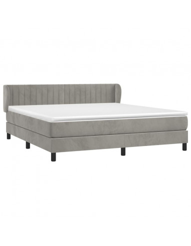 Giroletto a Molle con Materasso Grigio Chiaro 160x200cm Velluto