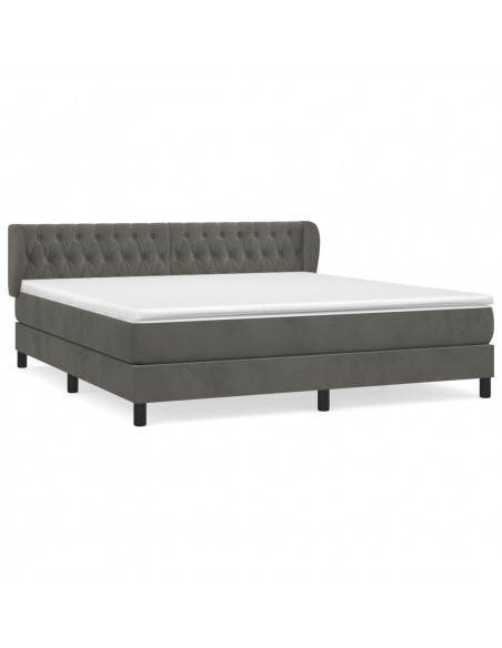 Giroletto a Molle con Materasso Grigio Scuro 160x200 cm Velluto