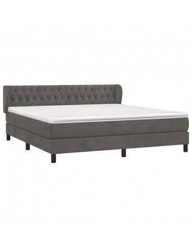 Giroletto a Molle con Materasso Grigio Scuro 160x200 cm Velluto