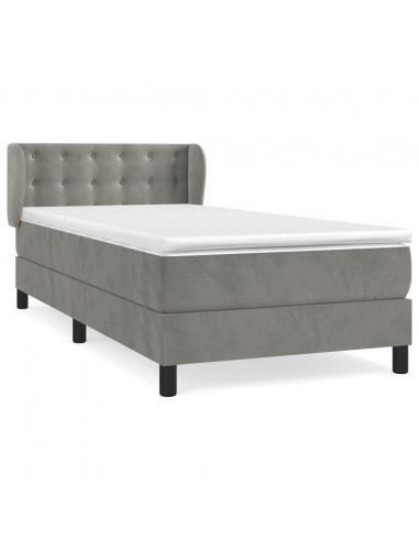 Giroletto a Molle con Materasso Grigio Chiaro 100x200cm Velluto