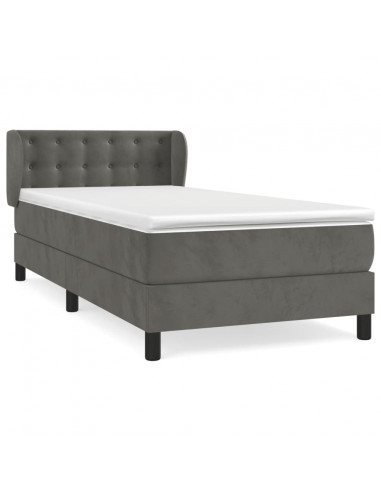 Giroletto a Molle con Materasso Grigio Scuro 100x200 cm Velluto
