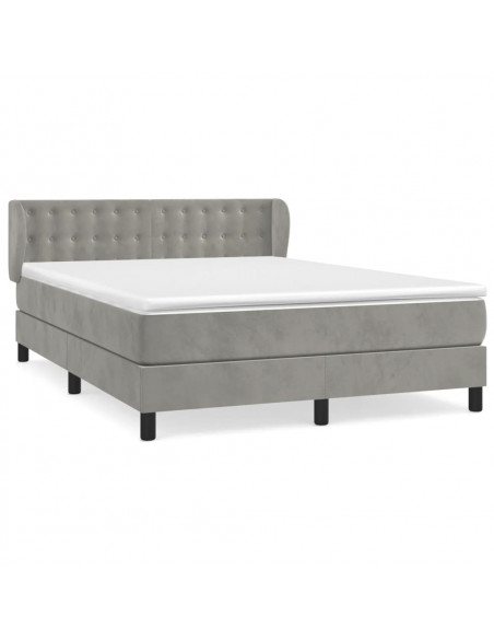 Giroletto a Molle con Materasso Grigio Chiaro 140x190cm Velluto