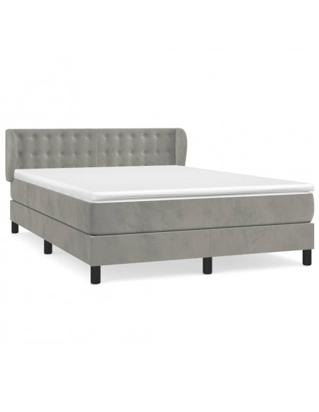 Giroletto a Molle con Materasso Grigio Chiaro 140x200cm Velluto