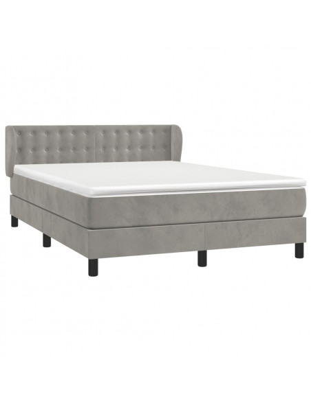 Giroletto a Molle con Materasso Grigio Chiaro 140x200cm Velluto