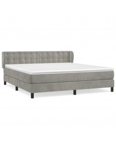 Giroletto a Molle con Materasso Grigio Chiaro 160x200cm Velluto 2