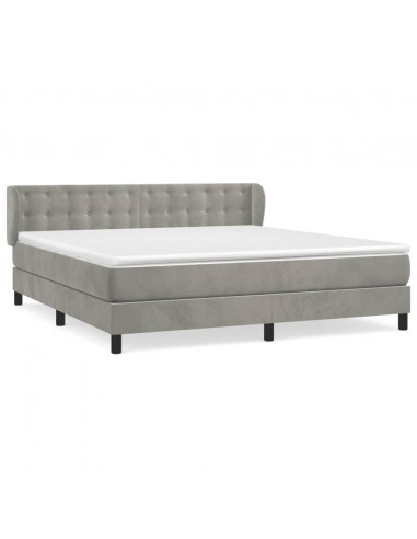 Giroletto a Molle con Materasso Grigio Chiaro 160x200cm Velluto