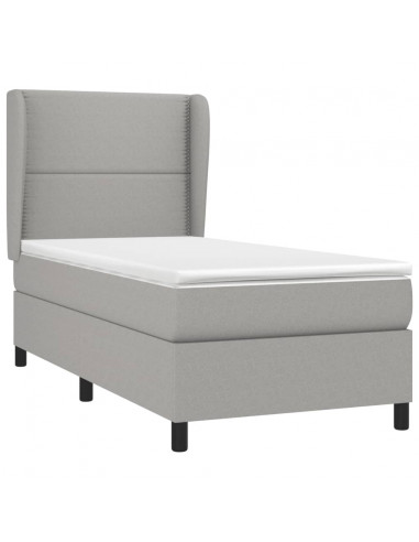 Giroletto a Molle con Materasso Grigio Chiaro100x200 cm Tessuto