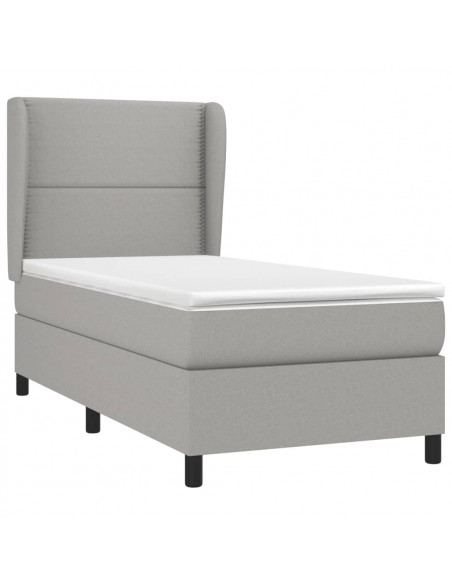 Giroletto a Molle con Materasso Grigio Chiaro100x200 cm Tessuto