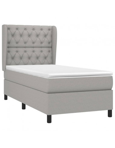 Giroletto a Molle con Materasso Grigio Chiaro 80x200 cm Tessuto