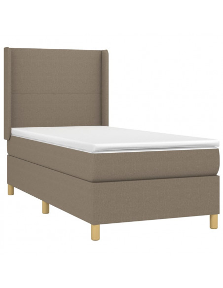 Letto a Molle con Materasso e LED Tortora 100x200cm in Tessuto
