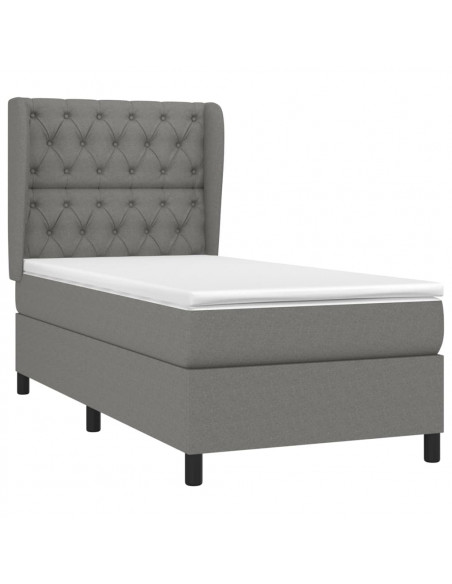 Giroletto a Molle con Materasso Grigio Scuro 80x200 cm Tessuto
