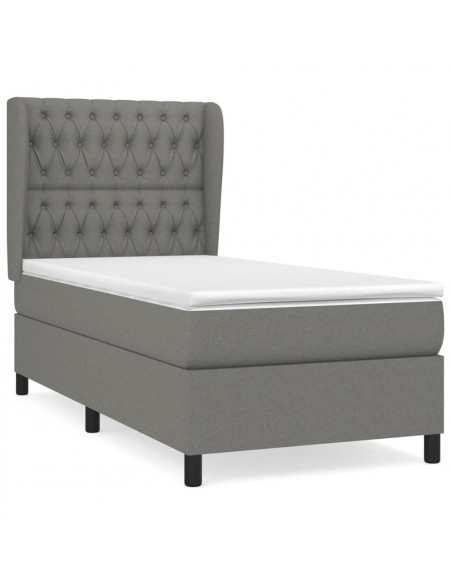 Giroletto a Molle con Materasso Grigio Scuro 100x200 cm Tessuto
