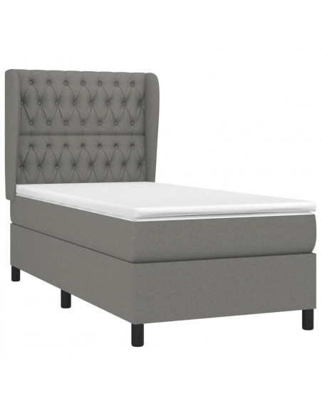 Giroletto a Molle con Materasso Grigio Scuro 100x200 cm Tessuto