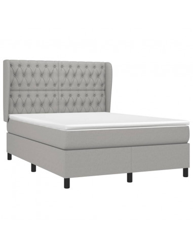 Giroletto a Molle con Materasso Grigio Chiaro 140x190cm Tessuto