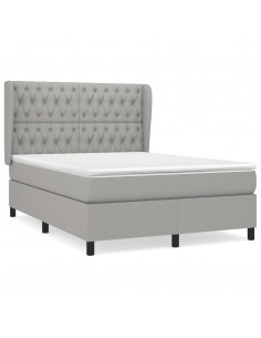 Giroletto a Molle con Materasso Grigio Chiaro 140x200cm Tessuto 2