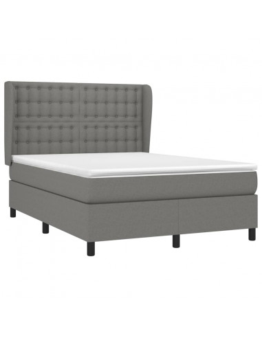 Giroletto a Molle con Materasso Grigio Scuro 140x190 cm Tessuto