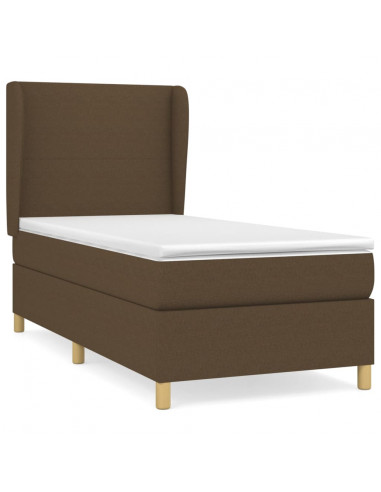 Giroletto a Molle con Materasso Marrone Scuro 80x200 cm Tessuto