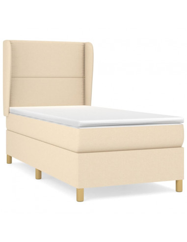 Giroletto a Molle con Materasso Crema 90x190 cm in Tessuto