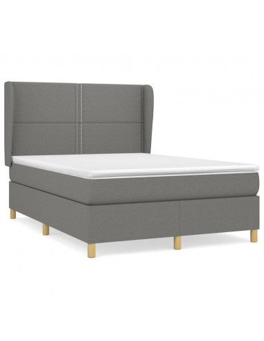 Giroletto a Molle con Materasso Grigio Scuro 140x190 cm Tessuto