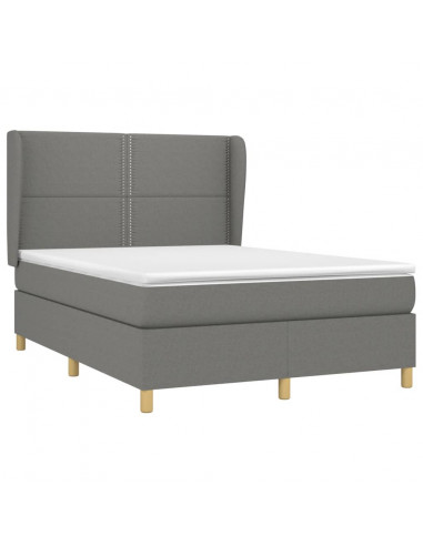 Giroletto a Molle con Materasso Grigio Scuro 140x190 cm Tessuto