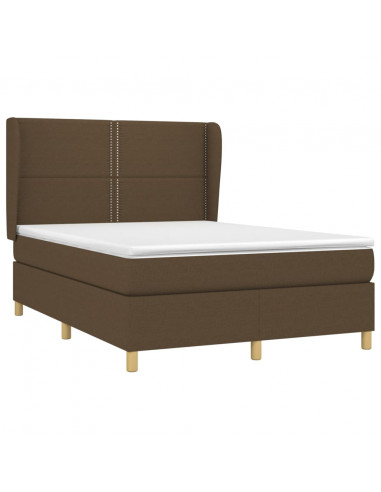 Giroletto a Molle con Materasso Marrone Scuro 140x190cm Tessuto