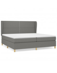 Giroletto a Molle con Materasso Grigio Scuro 200x200 cm Tessuto 2