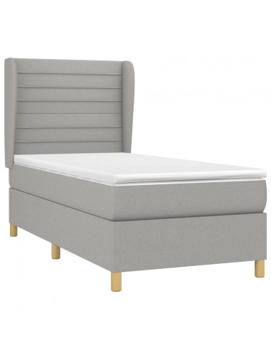 Giroletto a Molle con Materasso Grigio Chiaro100x200 cm Tessuto