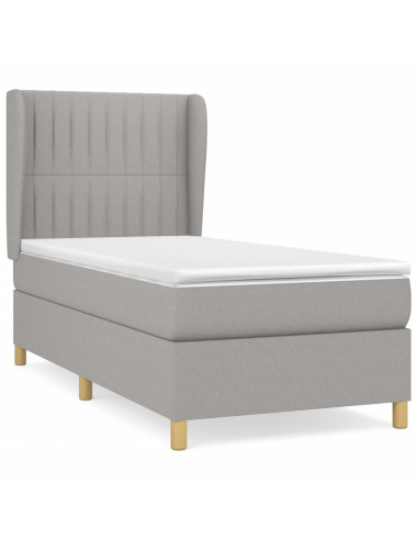 Giroletto a Molle con Materasso Grigio Chiaro 90x190 cm Tessuto